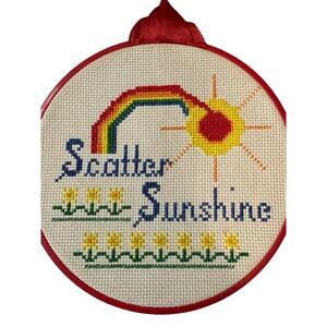 Finished Cross Stitch Rainbow Scatter Sunshine Needlepoint Art LGBTQ Pride